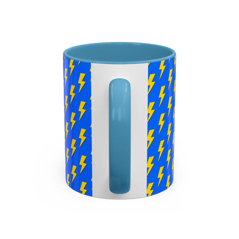 Blue & Yellow Lightning Bolt Coffee Mug – Bold, Electric Design for Your Daily Brew