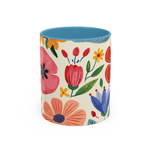 Colorful Floral Mug – Elegant Flower Design Coffee & Tea Mug for Stylish Sips (11, 15oz)