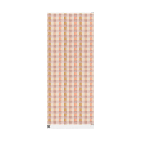 Peach Gingham Wrapping Paper, Pastel Checkered Wrapping Paper, Simple Gift Wrap Roll, Modern Checked Wrapping Paper, Peach Plaid