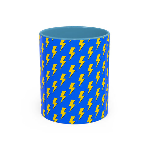 Blue & Yellow Lightning Bolt Coffee Mug – Bold, Electric Design for Your Daily Brew