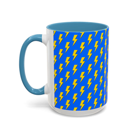 Blue & Yellow Lightning Bolt Coffee Mug – Bold, Electric Design for Your Daily Brew