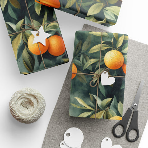 Orange Wrapping Paper / Orange Tree Gift Wrap Paper / Gift Wrap Nature / Summer Wrapping Paper