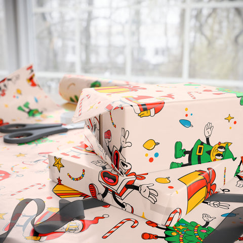 Colorful Christmas Wrapping Paper | Nostalgic Christmas Gift Wrap | Premium Christmas Gift Wrapping Paper