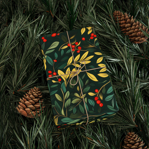 Winter Foliage Wrapping Paper / Holly Leaves Gift Wrap Paper Spring / Gift Wrap Nature / Gift Wrap Forest