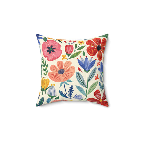 Colorful Illustrated Floral Pillow – Vibrant Comfort for Your Home Decor