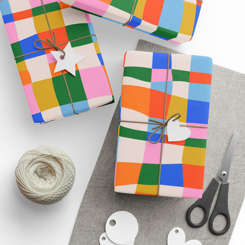 Modern Gift Wrap Checkers, Scandinavian Gift Wrapping Paper,