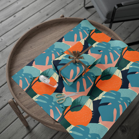 Orange Floral Gift Wrap | Botanical Gift Wrapping Paper