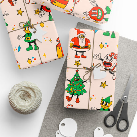 Colorful Christmas Wrapping Paper | Nostalgic Christmas Gift Wrap | Premium Christmas Gift Wrapping Paper