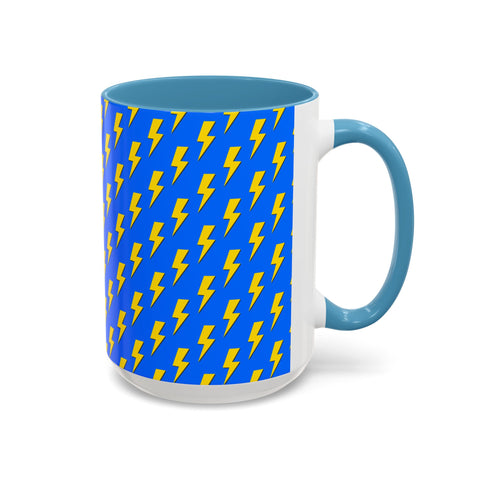 Blue & Yellow Lightning Bolt Coffee Mug – Bold, Electric Design for Your Daily Brew