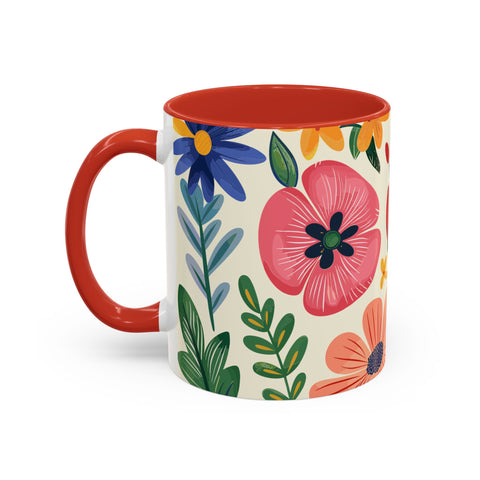 Colorful Floral Mug – Elegant Flower Design Coffee & Tea Mug for Stylish Sips (11, 15oz)