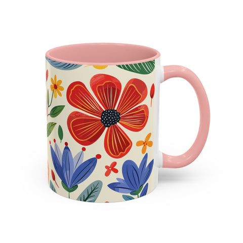 Colorful Floral Mug – Elegant Flower Design Coffee & Tea Mug for Stylish Sips (11, 15oz)