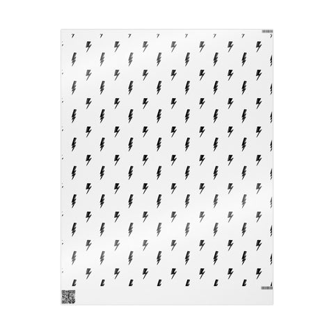 Black White Lightning Wrapping Paper | Comic Noir Thunder Lightning Print Gift Wrap | Premium Birthday Wrapping Paper