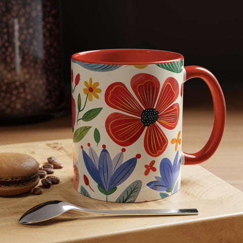 Colorful Floral Mug – Elegant Flower Design Coffee & Tea Mug for Stylish Sips (11, 15oz)