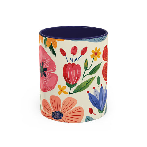 Colorful Floral Mug – Elegant Flower Design Coffee & Tea Mug for Stylish Sips (11, 15oz)