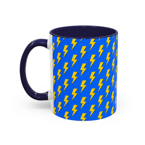 Blue & Yellow Lightning Bolt Coffee Mug – Bold, Electric Design for Your Daily Brew