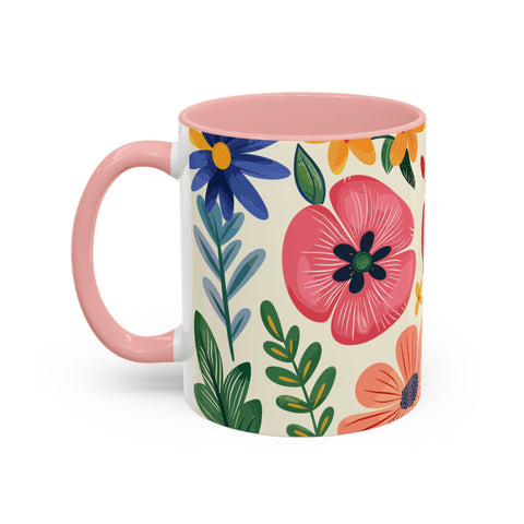 Colorful Floral Mug – Elegant Flower Design Coffee & Tea Mug for Stylish Sips (11, 15oz)