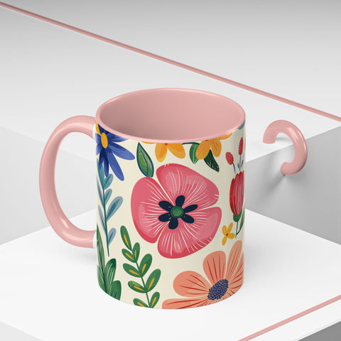 Colorful Floral Mug – Elegant Flower Design Coffee & Tea Mug for Stylish Sips (11, 15oz)