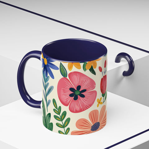 Colorful Floral Mug – Elegant Flower Design Coffee & Tea Mug for Stylish Sips (11, 15oz)