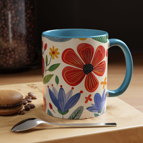 Colorful Floral Mug – Elegant Flower Design Coffee & Tea Mug for Stylish Sips (11, 15oz)