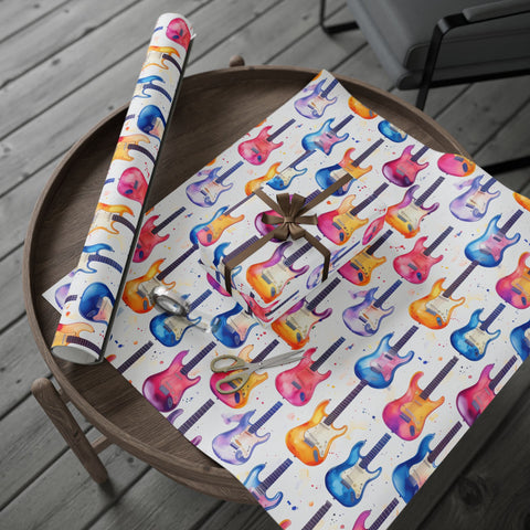 Music Christmas Wrapping Paper Roll, Matte and Glossy, Guitar Holiday Gift Wrap, Music Lover, Holiday Gifts