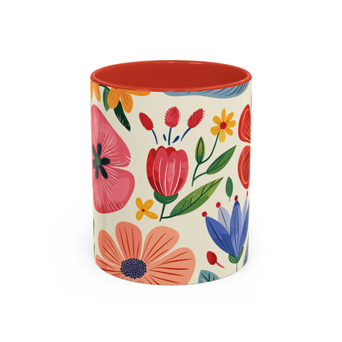 Colorful Floral Mug – Elegant Flower Design Coffee & Tea Mug for Stylish Sips (11, 15oz)