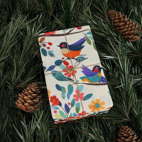 Modern Bird Wrapping Paper / Autumn Leaves Gift Wrap Paper Spring / Gift Wrap Nature / Gift Wrap Forest / Flower Wrapping Paper