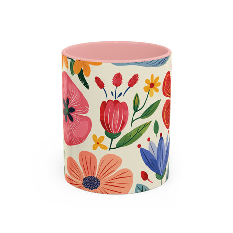 Colorful Floral Mug – Elegant Flower Design Coffee & Tea Mug for Stylish Sips (11, 15oz)