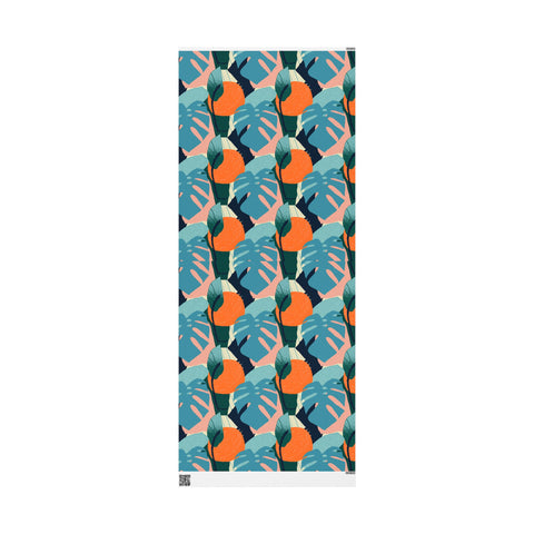 Orange Floral Gift Wrap | Botanical Gift Wrapping Paper