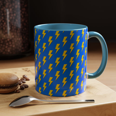 Blue & Yellow Lightning Bolt Coffee Mug – Bold, Electric Design for Your Daily Brew