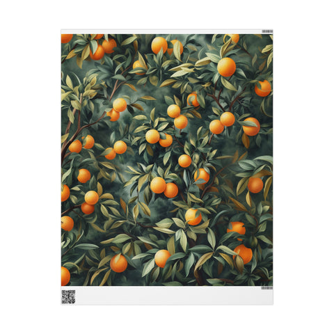 Orange Wrapping Paper / Orange Tree Gift Wrap Paper / Gift Wrap Nature / Summer Wrapping Paper