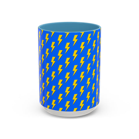 Blue & Yellow Lightning Bolt Coffee Mug – Bold, Electric Design for Your Daily Brew