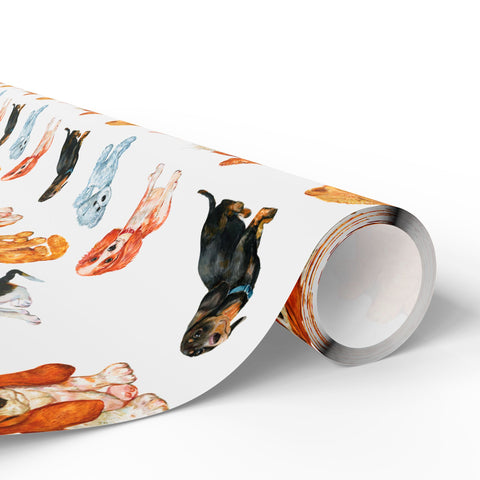 Watercolor Dogs Wrapping Paper | Dogs Printed Gift Wrap - Color Dog Paper | Doggy K9 Themed Gifts Giving