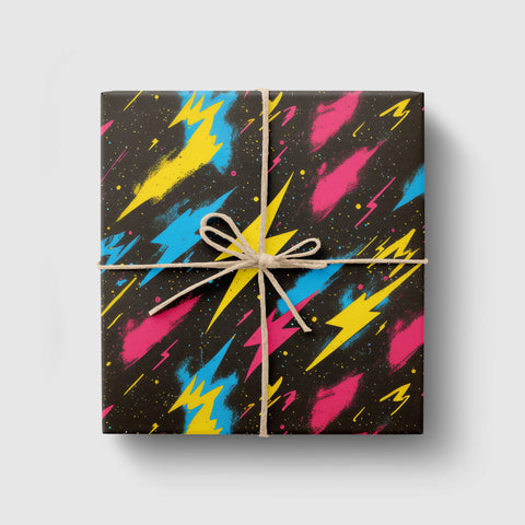 80's Lightning Bolt Wrapping Paper, Retro Gift Wrap, Fun Colorful Gift Wrap, Lightning Bolt Pattern, Gift Packaging Supplies