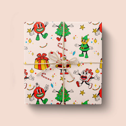 Colorful Christmas Wrapping Paper | Nostalgic Christmas Gift Wrap | Premium Christmas Gift Wrapping Paper