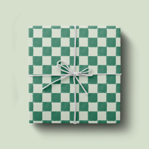 Green Gingham Wrapping Paper, Sage Green Checkered Wrapping Paper, Simple Gift Wrap Roll, Modern Checked Wrapping Paper, Green Plaid