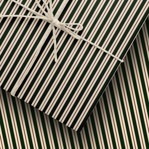 Striped Wrapping Paper, Holiday Gift Wrap, Green Gift Wrap, Elegant Christmas Gift Wrap, Vintage Gift Wrap, Seasonal Gift Wrap Stripes Green