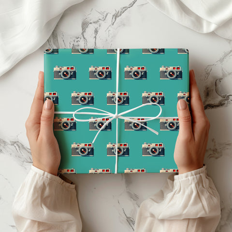 Vintage Camera Gift Wrap | Leica Rangefinder Style Gift Wrapping Paper