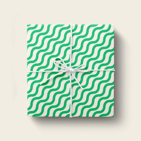 Green Waves Gift Wrap | Geometric Gift Wrapping Paper