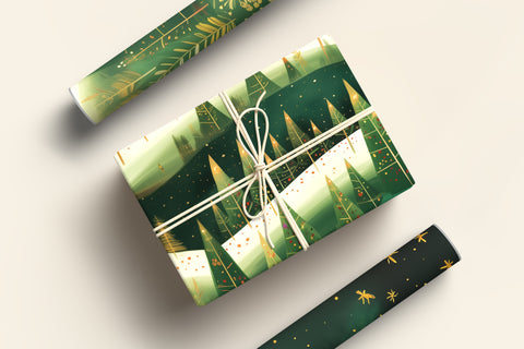 Christmas Wrapping Paper / Christmas Tree Gift Wrap / Festive Holiday Present Paper