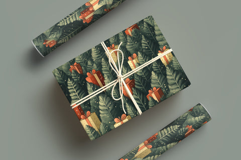 Christmas Tree Wrapping Paper, Christmas Forest Print Gift Wrap, Xmas Wrap, Christmas Gift Wrap, Holiday Wrapping Paper