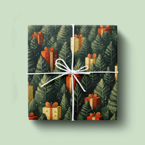 Christmas Tree Wrapping Paper, Christmas Forest Print Gift Wrap, Xmas Wrap, Christmas Gift Wrap, Holiday Wrapping Paper